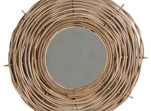 Miroir rond en poelet gris
