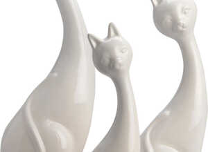 Chats blancs en céramique (Lot de 3)