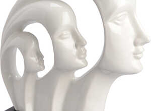 Statuette 3 têtes blanches