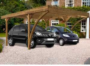Carport bois traité Double Harold : 2 voitures - 30,86 m² Carport bois traité Double Harold : 2 voitures - 30,86 m²