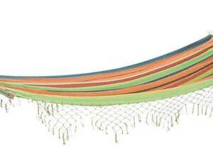 Hamac rayé multicolore avec franges