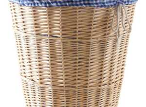 Corbeille à linge en osier tissu vichy Corbeille à linge en osier tissu vichy