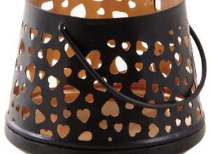 Photophore coeurs noir et or Photophore coeurs noir et or