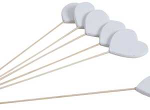 Piques coeurs en bois blanc (Lot de 6) Piques coeurs en bois blanc (Lot de 6)