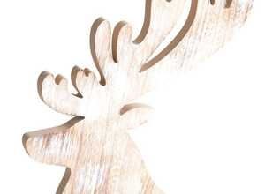 Tête de cerf en bois blanchi