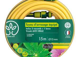 Tuyau d'arrosage anti-vrille D15 mm x L15 m - Gamm vert