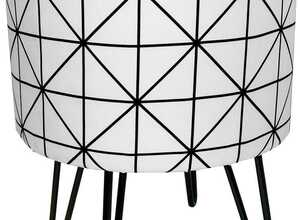 Pouf rond pieds fils et motifs géométriques