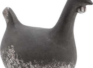 Poule en terracotta grise argentée
