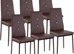 6 Chaises de Salle à Manger, Chaises de Cuisine, Mobilier de Salon Design Marron - TECTAKE 6 Chaises de Salle à Manger, Chaises de Cuisine, Mobilier de Salon Design Marron - TECTAKE