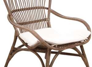 Fauteuil en rotin gris vintage