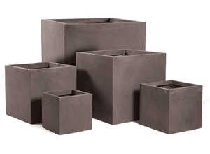Pot carré GENEVE 28x28xH.28 Taupe Pot carré GENEVE 28x28xH.28 Taupe