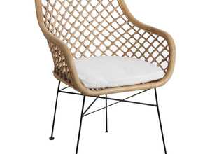 Fauteuil en rotin naturel et métal