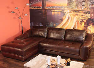 Canapé d'Angle Cuir Tess 6/8 places - Marron - Angle gauche Canapé d'Angle Cuir Tess 6/8 places - Marron - Angle gauche