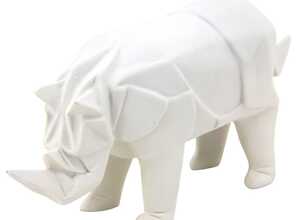 Rhinocéros déco en résine blanche origami
