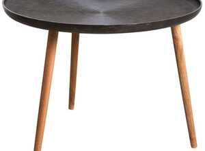 Table ronde métal zinc antique et bois Table ronde métal zinc antique et bois