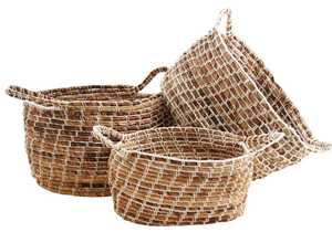 Corbeilles de rangement ovales en bananier (Lot de 3) Corbeilles de rangement ovales en bananier (Lot de 3)