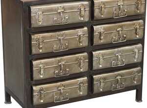 Commode mercerie 8 tiroirs valises plateau bois