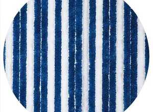Rideau chenille bicolore bleu foncé/blanc
