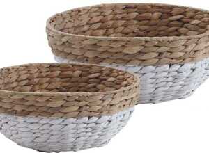 Corbeille ronde en jacinthe bicolore (Lot de 2) Corbeille ronde en jacinthe bicolore (Lot de 2)