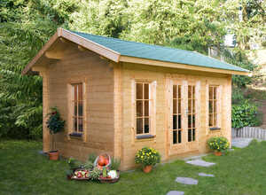 Abri jardin bois Lugano 2 - 15.96 m² - 4.20 x 3.80 x 2.96 m - 45 mm