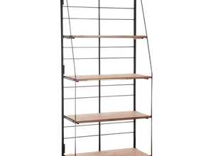 Etagère pliante en métal et bois