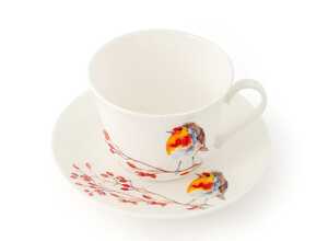 Tasse avec soucoupe rouge-gorge Roy Kirkham