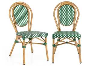 Montpellier Gr Set 2 Chaises De Jardin Style Bistro - Polyrotin Vert
