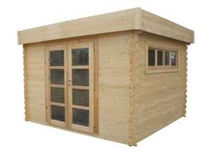 Abri en bois toit plat translucide - 8m2 -28 mm - CHALET & JARDIN Abri en bois toit plat translucide - 8m2 -28 mm - CHALET & JARDIN