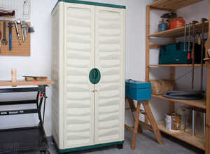 Armoire jardin Bali - 74 x 43 x 157 cm - Vert et beige Armoire jardin Bali - 74 x 43 x 157 cm - Vert et beige