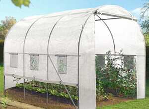 Bâche de rechange 140G/M² pour serre tunnel 6M² blanche toutes saisons