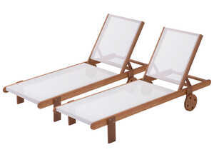Bain de soleil en bois exotique Saïgon - Maple - Ecru - Lot de 2