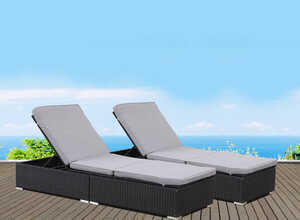 Bain de soleil coffre en résine tressée Bali - Atlanta - Noir - Lot de 2