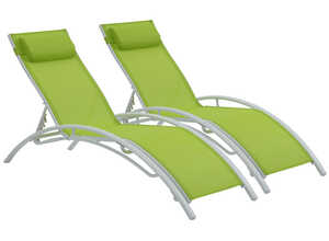 Bain de soleil en aluminium Beauty - Phoenix - Vert - Lot de 2 Bain de soleil en aluminium Beauty - Phoenix - Vert - Lot de 2