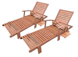 Bain de soleil pliant en bois exotique Tokyo - Maple - Marron clair - Lot de 2