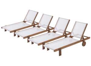 Bain de soleil en bois exotique Saïgon - Maple - Ecru - Lot de 4