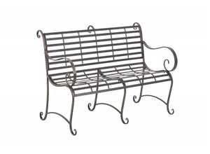 Banc avec accoudoirs vintage en fer forgé laqué bronze vieilli 129x69 cm - DéCOSHOP26