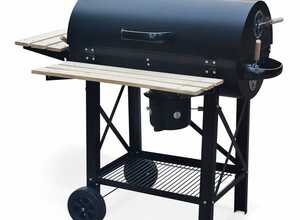 Barbecue charbon de bois Serge noir, fumoir, Smoker américain, récupérateur de cendre, tablettes, roulettes - ALICE'S GARDEN