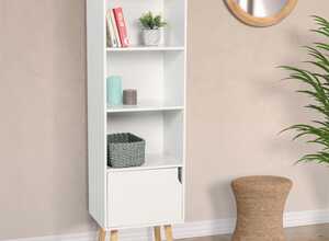 Bibliothèque étagère EMMIE scandinave bois blanc