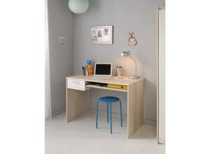 Bureau Nougat - 109 x 59 x 75 cm - Coloris acacia/blanc