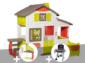 Cabane enfant Smoby Neo Friends House + Cuisine d'été + Barbecue / Plancha