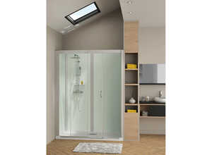 Cabine de douche Kinémagic Design en niche - 139.7/189 x 69.5/92 cm - Verre dépoli Cabine de douche Kinémagic Design en niche - 139.7/189 x 69.5/92 cm - Verre dépoli