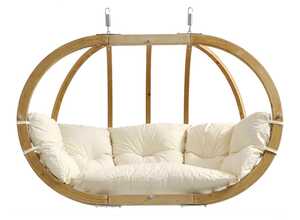 Balancelle suspendue de jardin en bois FSC, blanc natura L 176 cm x l 118 cm x H 72 cm - #ffffff - AMAZONAS