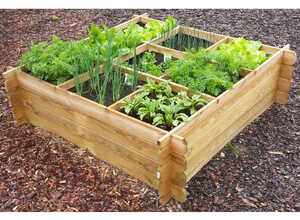 Carré potager avec croisillons et géotextile - 1.20 x 1.20 x 0.40 m