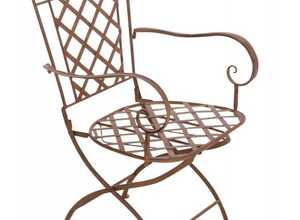 Chaise de jardin en fer forgé marron vieilli avec accoudoir - DéCOSHOP26