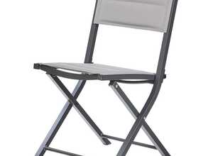 Chaise de jardin pliante Bodrum - Aluminium et textilène - Gris perle - OZALIDE Chaise de jardin pliante Bodrum - Aluminium et textilène - Gris perle - OZALIDE