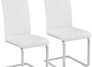 2 Chaises de Salle à Manger, Chaises de Cuisine, Mobilier de Salon Rembourrées à Piètement Luge Design Blanc - TECTAKE