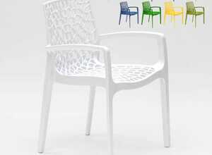 Chaise en polypropylène accoudoirs jardin cafè Grand Soleil GRUVYER ARM | Blanc Chaise en polypropylène accoudoirs jardin cafè Grand Soleil GRUVYER ARM | Blanc