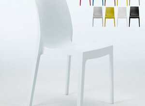 Chaise en polypropylène empilable Salle à Manger café bar ROME Grand Soleil | Blanc Chaise en polypropylène empilable Salle à Manger café bar ROME Grand Soleil | Blanc
