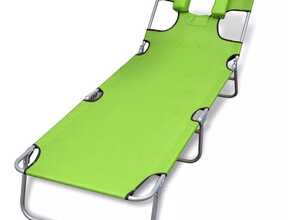 vidaXL Chaise longue avec coussin de tête Dossier réglable Vert pomme
