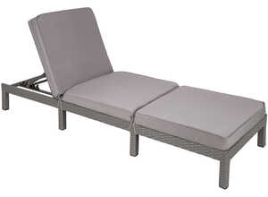 Chaise longue, Transat, Bain de Soleil Réglable en Acier et Poly Rotin - 1 Place - 196 cm x 66 cm x 22 cm Gris - TECTAKE Chaise longue, Transat, Bain de Soleil Réglable en Acier et Poly Rotin - 1 Place - 196 cm x 66 cm x 22 cm Gris - TECTAKE